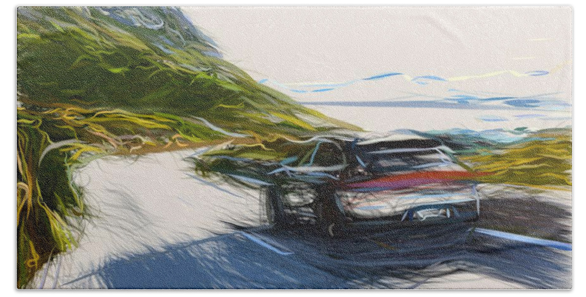 Porsche Bath Towel featuring the digital art Porsche Macan S Drawing #4 by CarsToon Concept