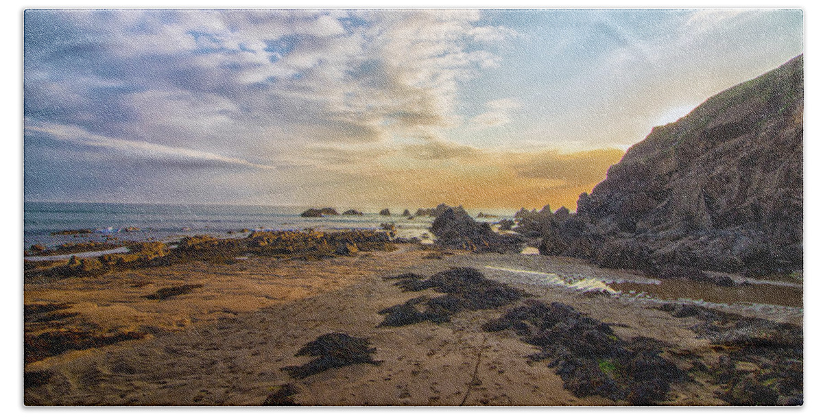 Cornwall Hand Towel featuring the photograph Sunset Beach #3 by Martin Newman