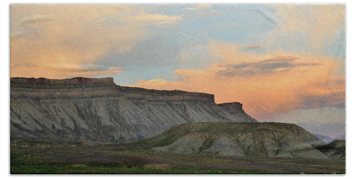 Book Cliffs Hand Towel featuring the photograph Sunset Clouds over Book Cliffs #3 by Ray Mathis