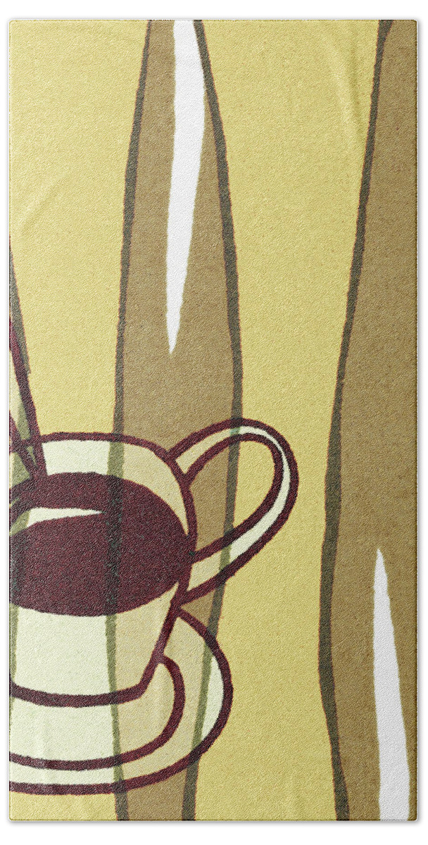 Aroma Hand Towel featuring the drawing Cup of Coffee #31 by CSA Images