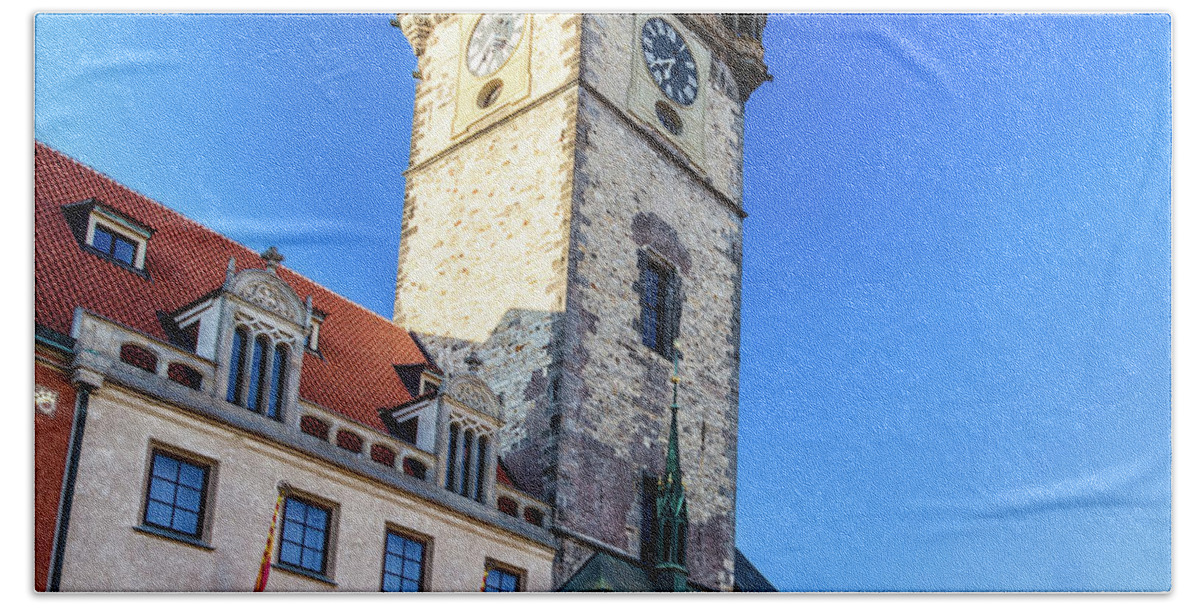 Ancient Hand Towel featuring the photograph Astronomical clock in Prague #32 by Vivida Photo PC