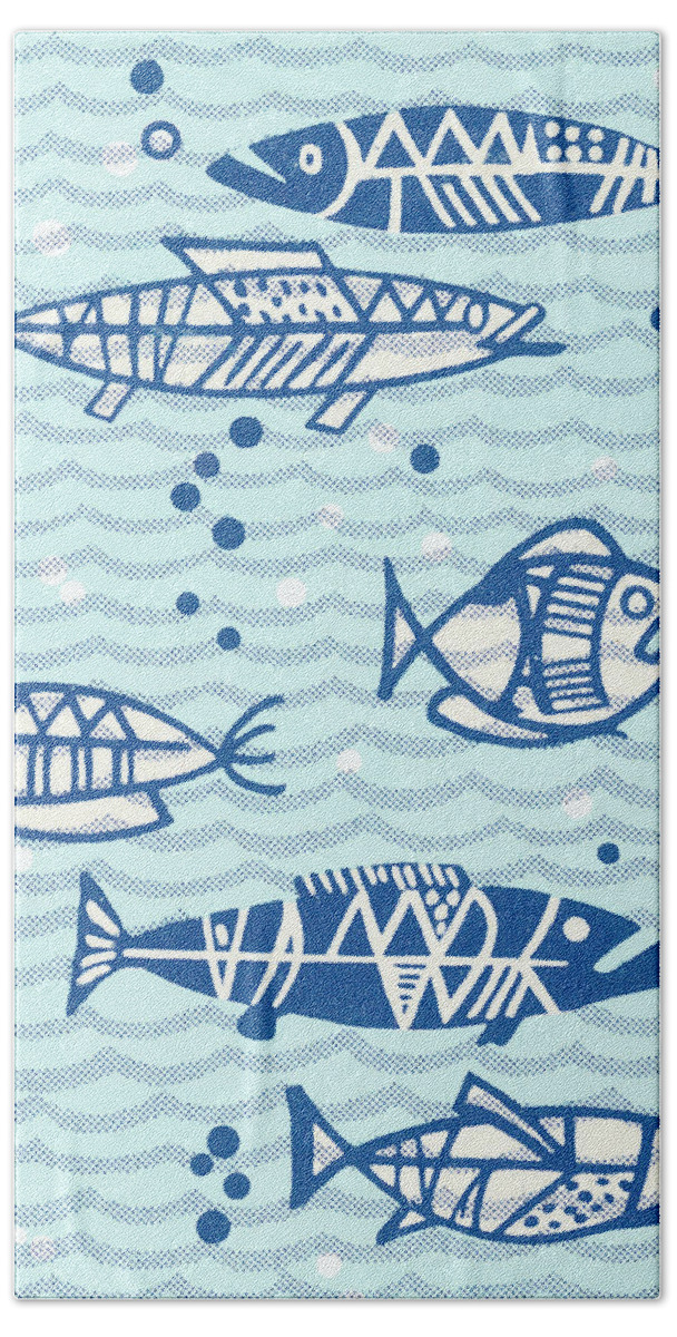 Activity Hand Towel featuring the drawing Fish #33 by CSA Images