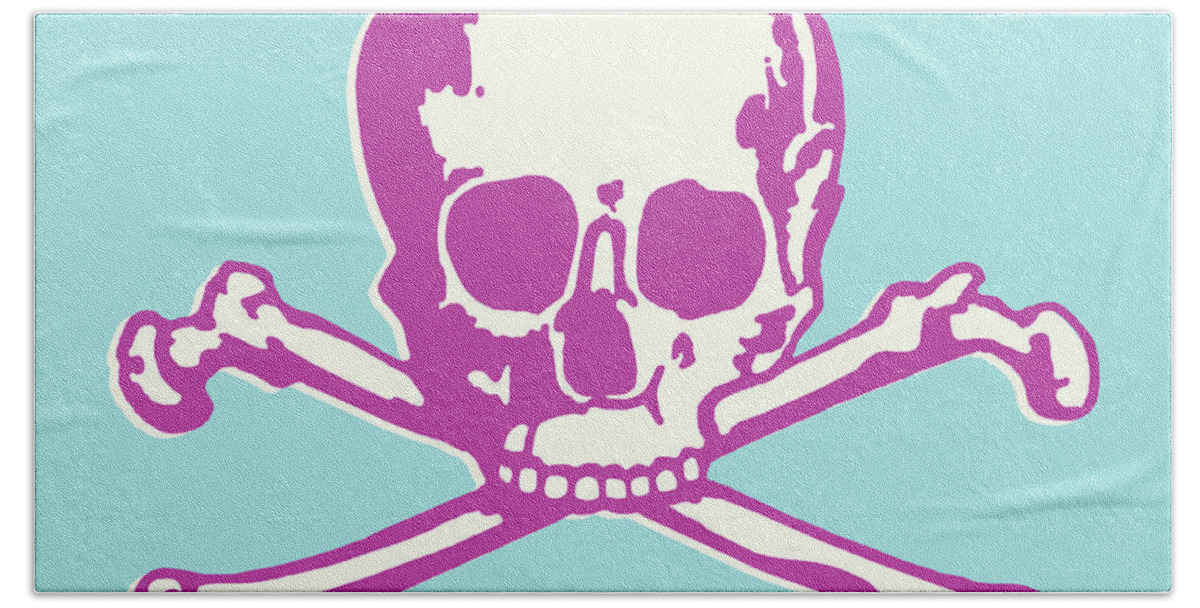 Afraid Bath Towel featuring the drawing Skull and Crossbones #35 by CSA Images