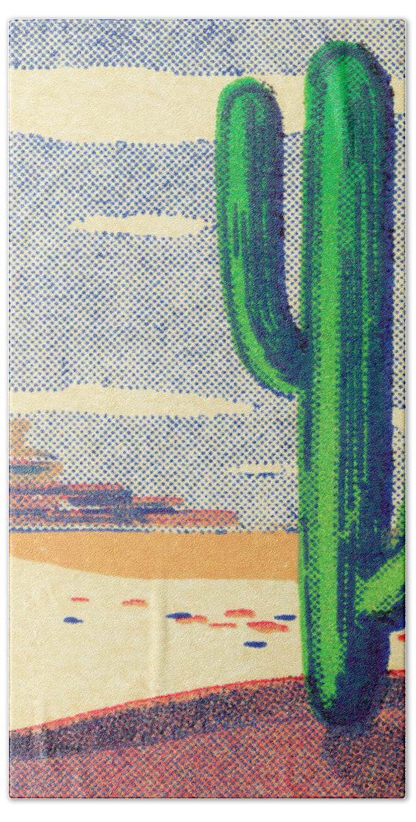 Cactus Hand Towel featuring the drawing Desert #4 by CSA Images