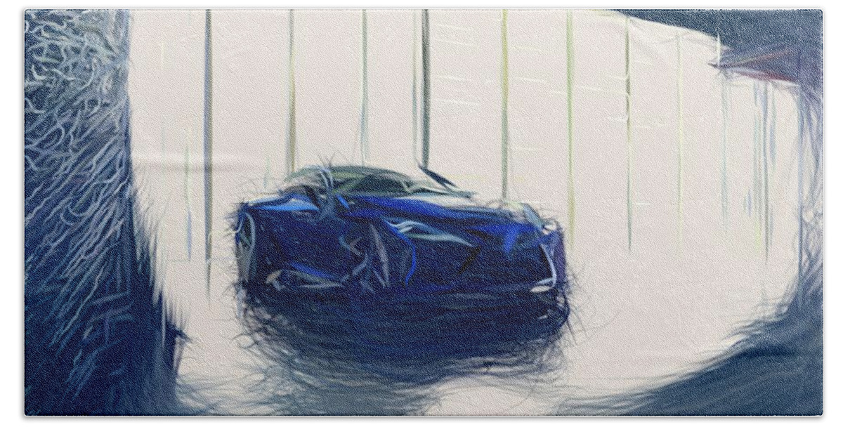 Lexus Bath Towel featuring the digital art Lexus LC 500h Drawing #4 by CarsToon Concept