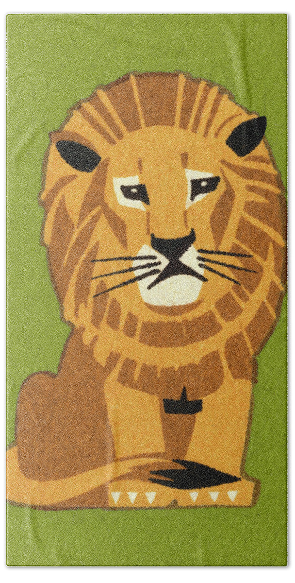 Africa Hand Towel featuring the drawing Lion #4 by CSA Images