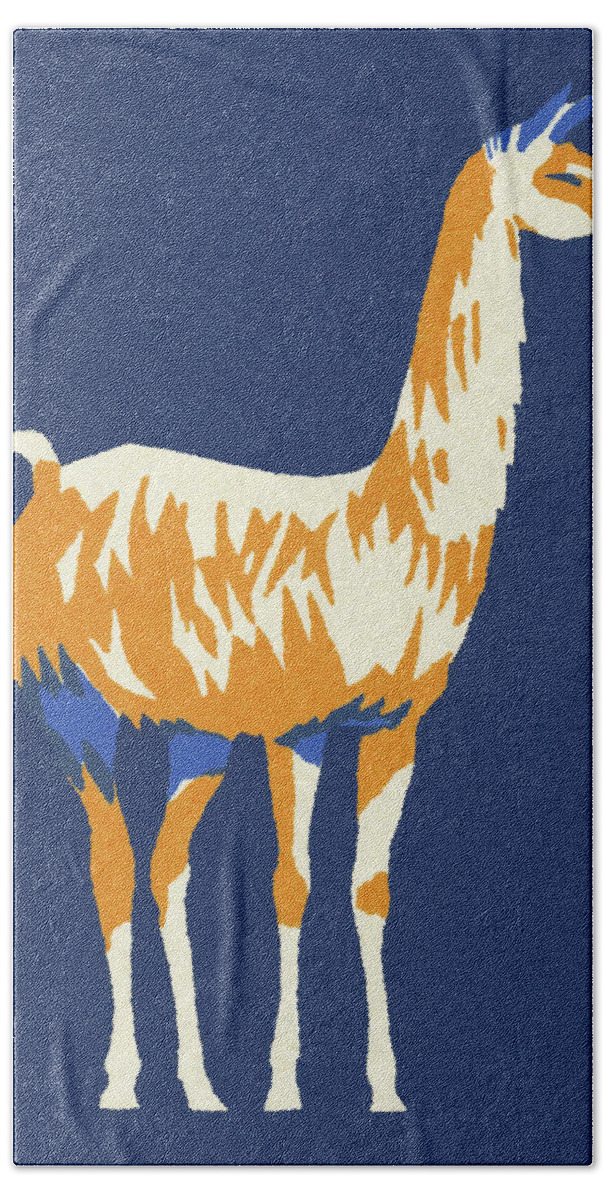 Alpaca Hand Towel featuring the drawing Llama #4 by CSA Images