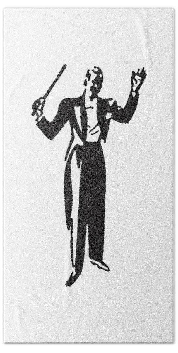 Archive Hand Towel featuring the drawing Male Orchestra Conductor #4 by CSA Images