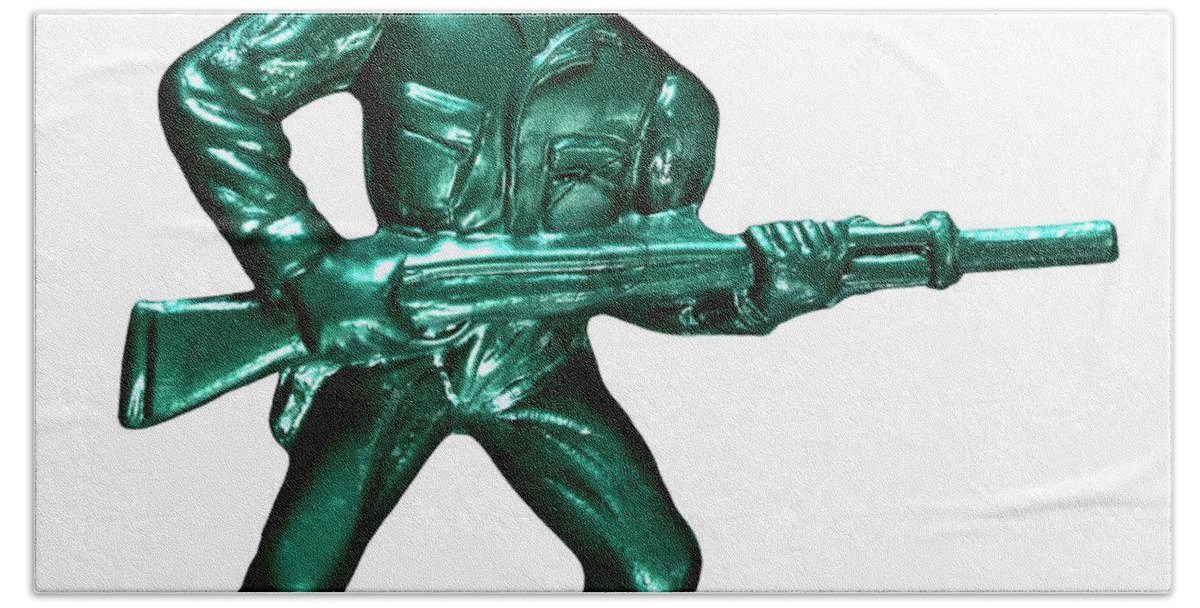 Action Hand Towel featuring the drawing Plastic Toy Soldier #4 by CSA Images