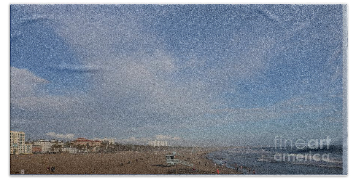 Beach Hand Towel featuring the photograph Santa Monica Beach, Santa Monica, California #4 by John Shiron