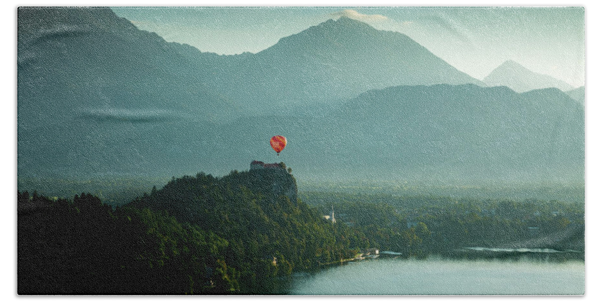 Bled Bath Towel featuring the photograph View of Lake Bled from Ojstrica #4 by Ian Middleton