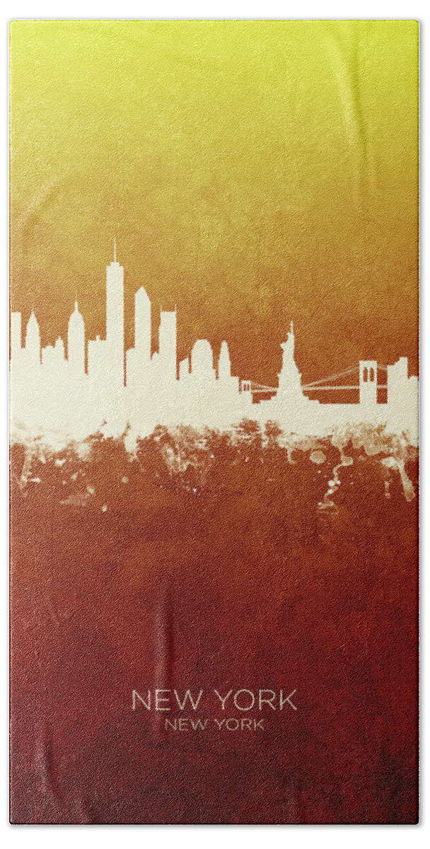 New York Bath Towel featuring the digital art New York Skyline #48 by Michael Tompsett