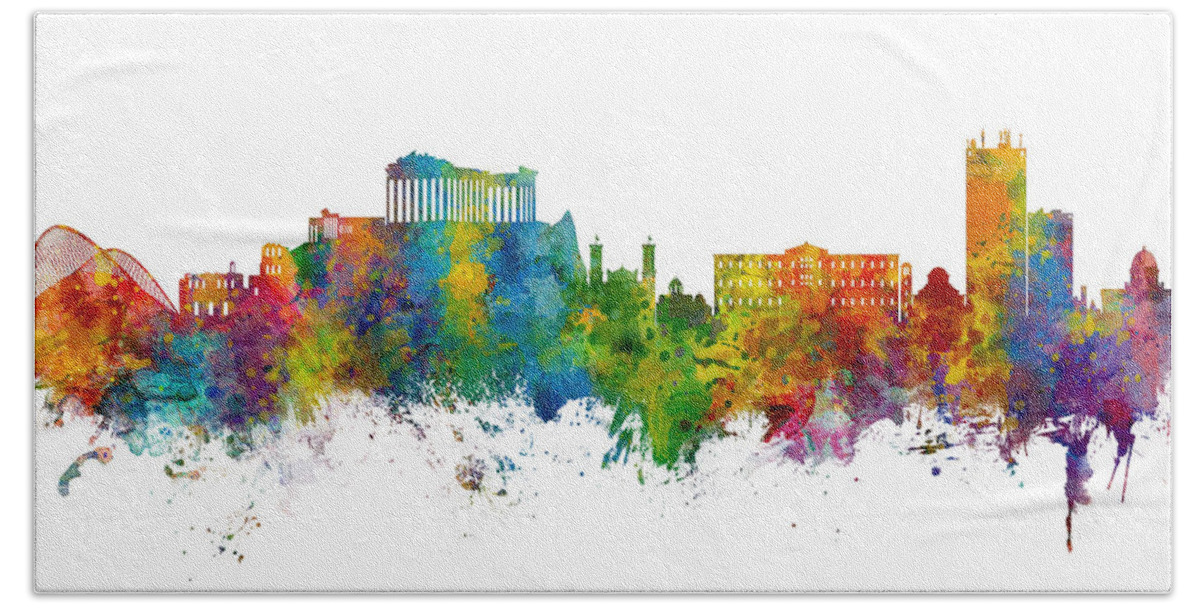 Athens Hand Towel featuring the digital art Athens Greece Skyline by Michael Tompsett