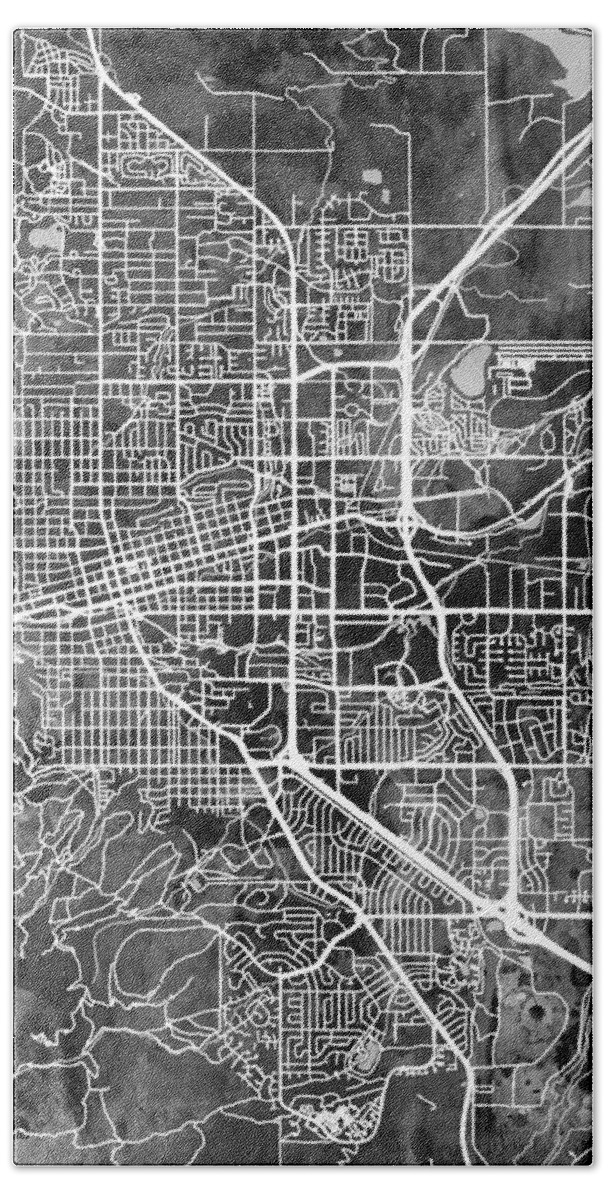 Boulder Hand Towel featuring the digital art Boulder Colorado City Map by Michael Tompsett
