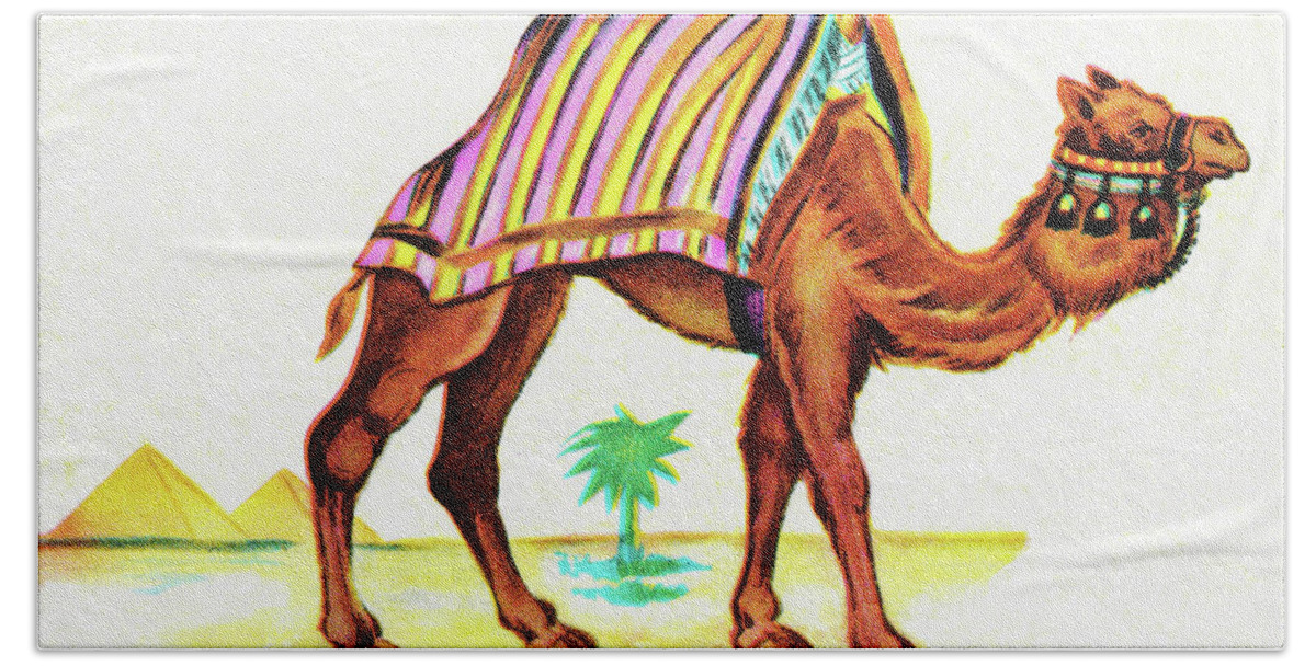 Animal Hand Towel featuring the drawing Camel #5 by CSA Images