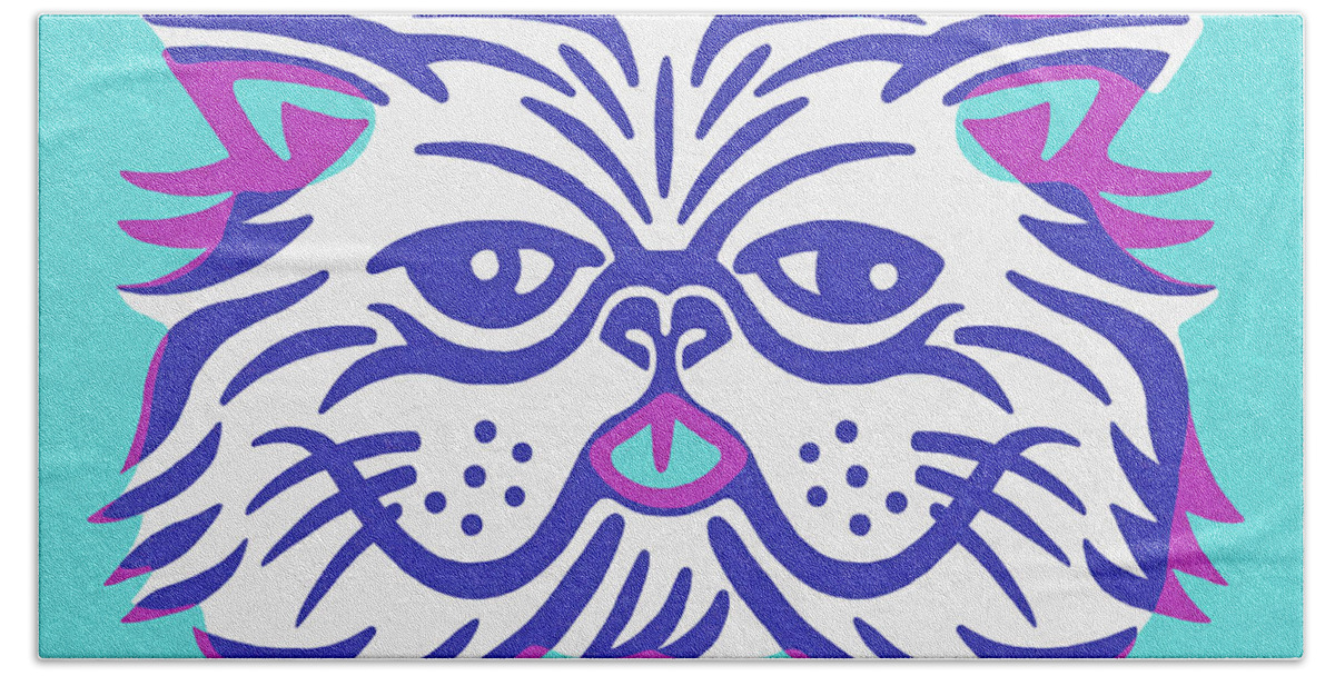Animal Hand Towel featuring the drawing Face of a Cat #5 by CSA Images