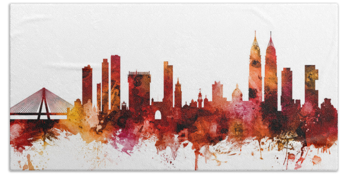 Mumbai Bath Sheet featuring the digital art Mumbai Skyline India Bombay by Michael Tompsett