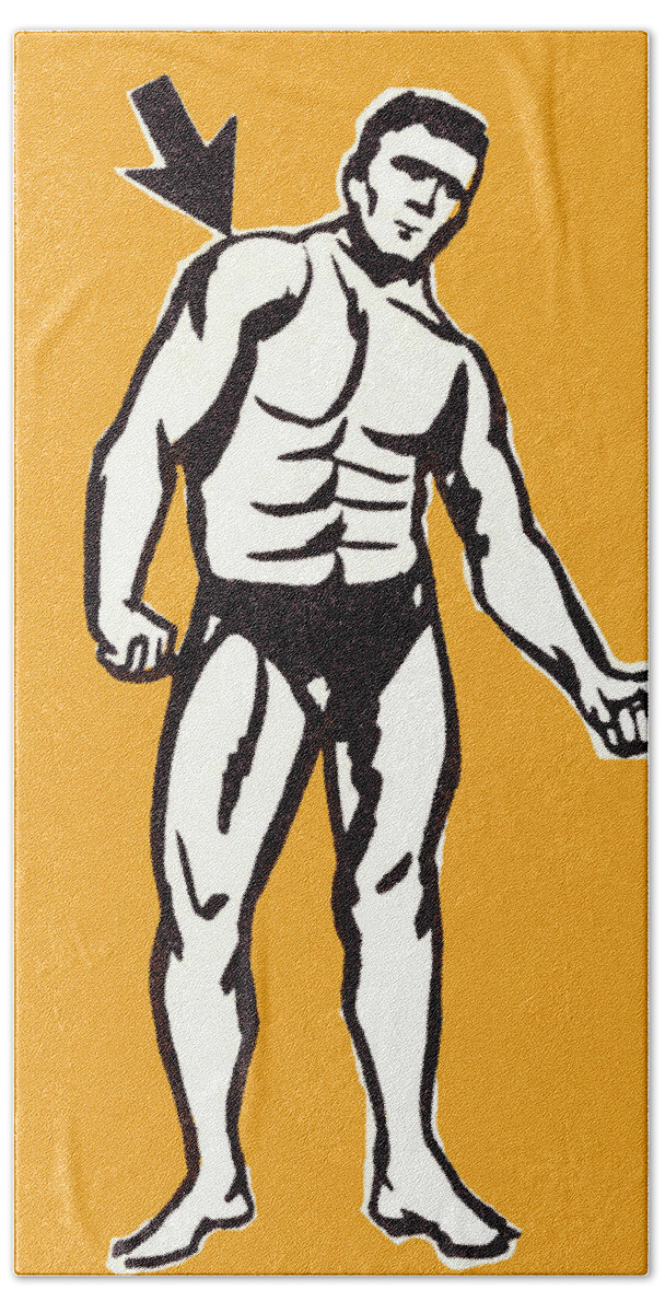Adult Hand Towel featuring the drawing Muscle man #5 by CSA Images