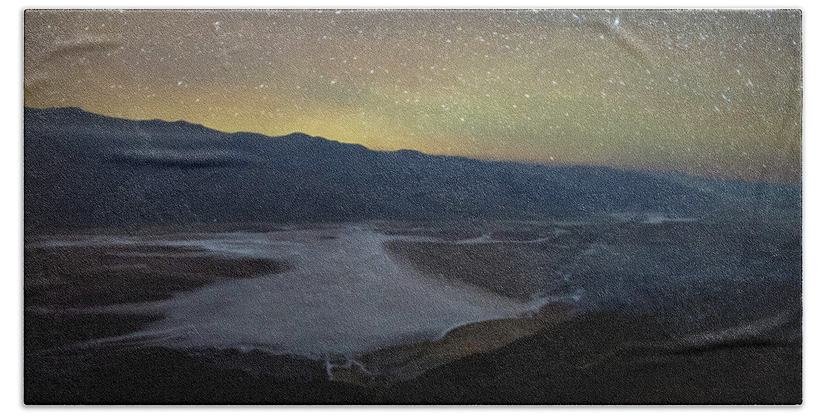 United States Bath Towel featuring the photograph Night time and dark sky over death valley national park #5 by Alex Grichenko