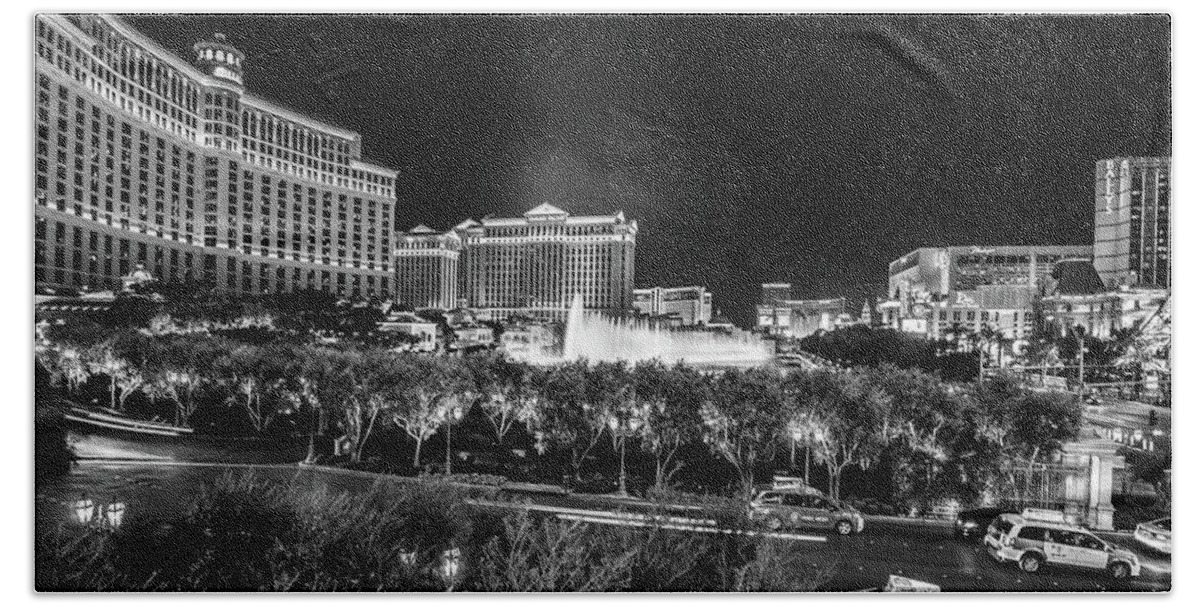 Vegas Bath Towel featuring the photograph Night Time In Las Vegas Nevada Strip #5 by Alex Grichenko