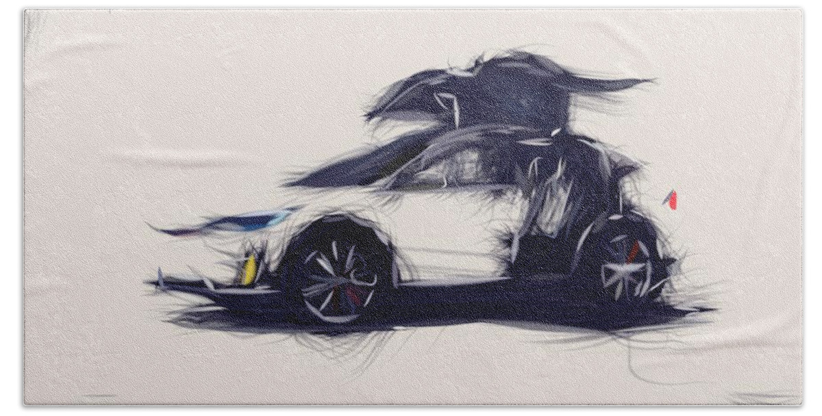 Tesla Bath Towel featuring the digital art Tesla Model X Drawing #6 by CarsToon Concept