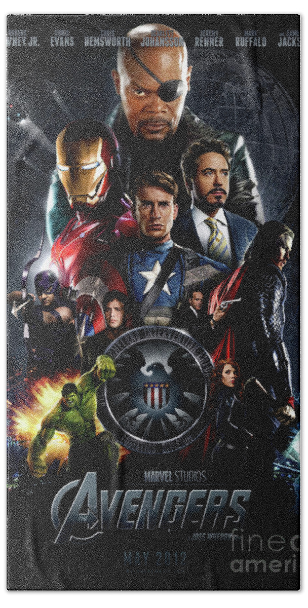 Marvel Hand Towel featuring the digital art The Avengers #5 by Mikebimages