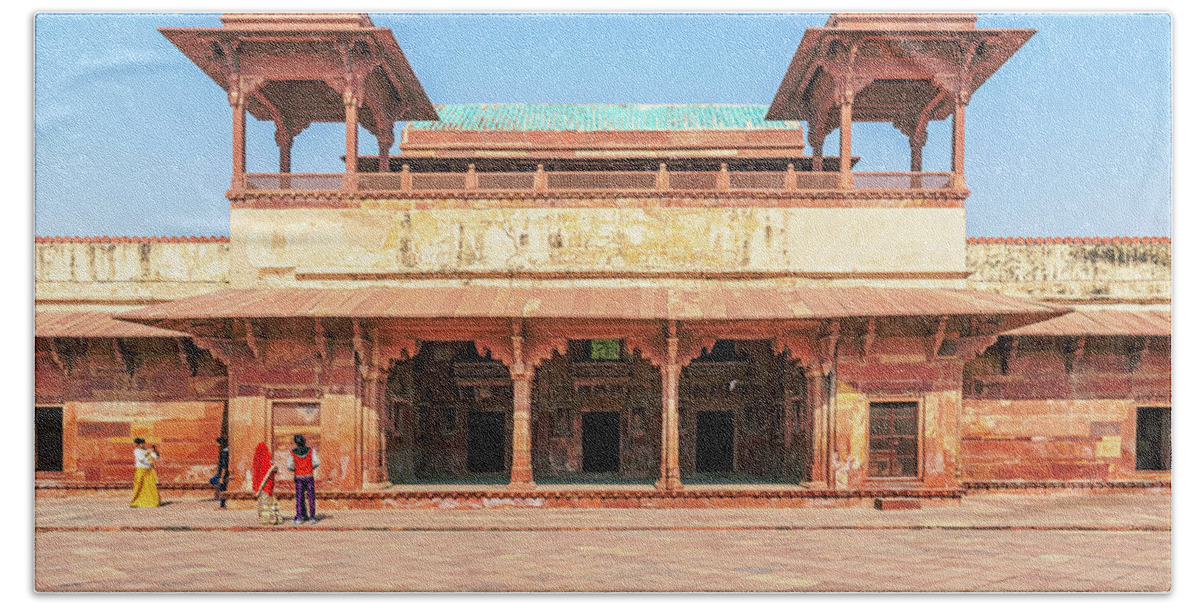 Fatehpur Bath Towel featuring the photograph The Panch Mahal, Royal Palace in Fatehpur Sikri city municipalit #5 by Marek Poplawski
