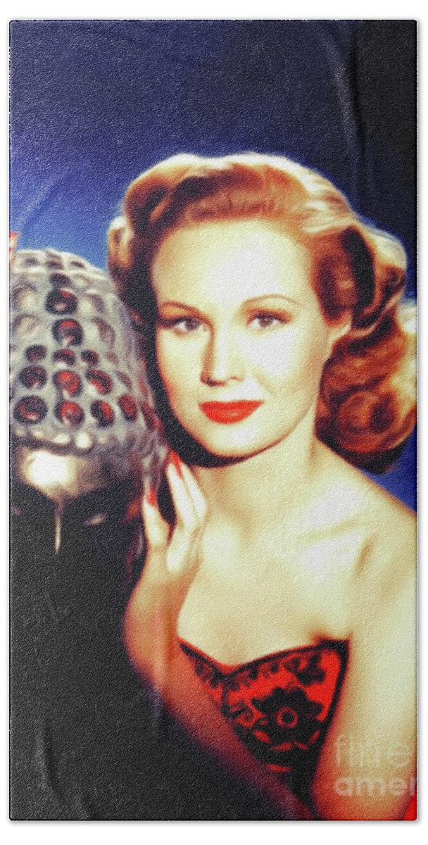 Virginia Hand Towel featuring the painting Virginia Mayo, Vintage Actress #5 by Esoterica Art Agency