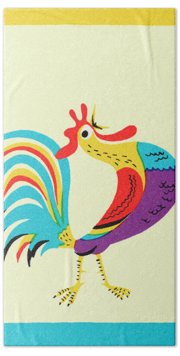 Agriculture Hand Towel featuring the drawing Rooster #52 by CSA Images