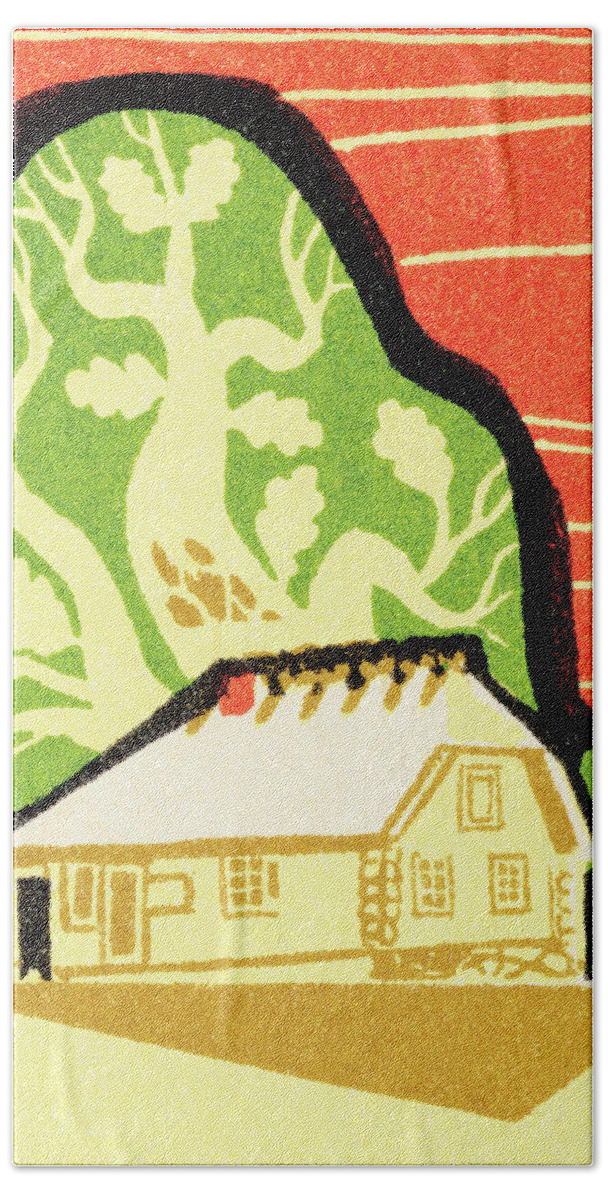 Campy Hand Towel featuring the drawing House #54 by CSA Images