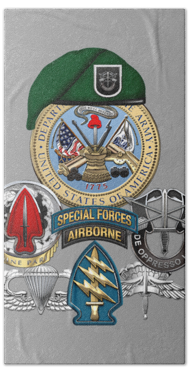‘u.s. Army Special Forces’ Collection By Serge Averbukh Bath Towel featuring the digital art 5th Special Forces Group - Green Berets Special Edition by Serge Averbukh