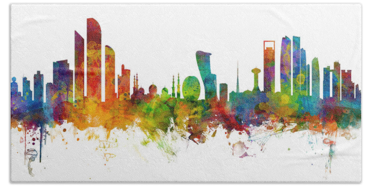 Abu Dhabi Hand Towel featuring the digital art Abu Dhabi Skyline by Michael Tompsett