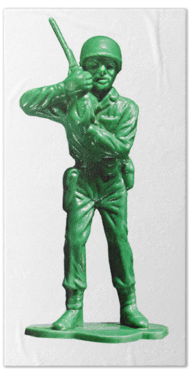 Action Hand Towel featuring the drawing Plastic Toy Soldier #6 by CSA Images