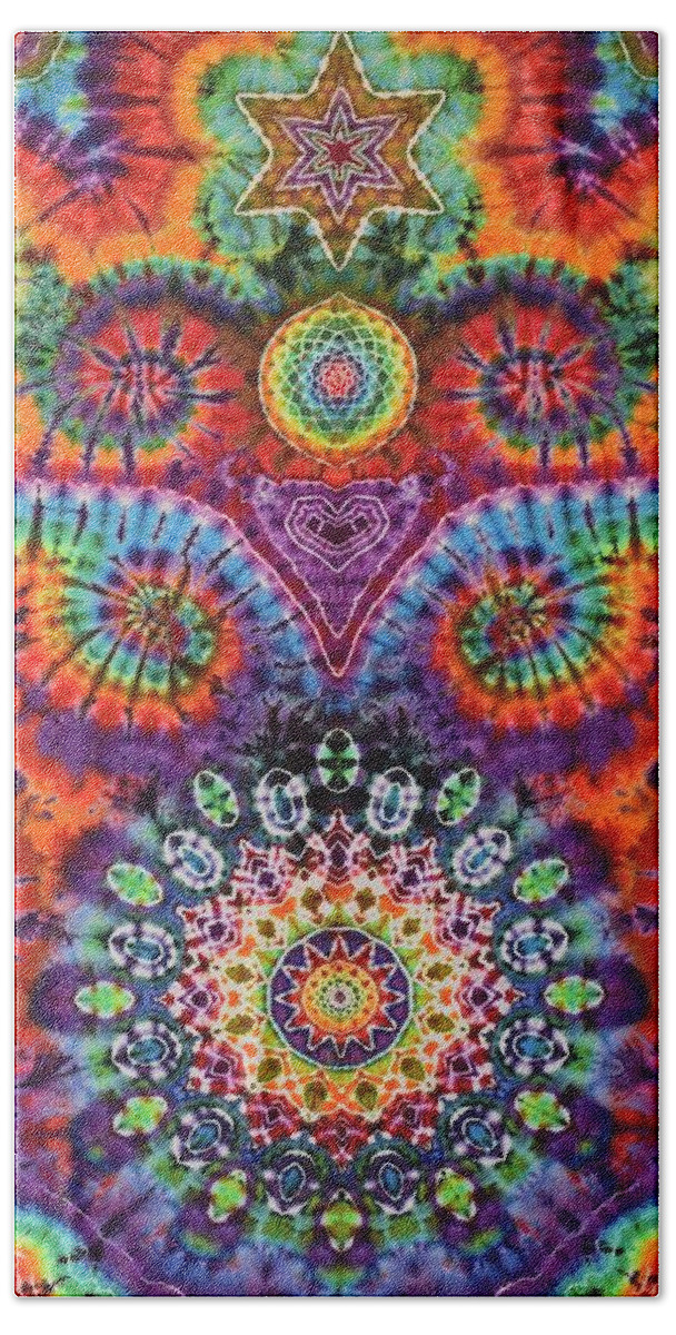 Rob Norwood Tie Dye Sacred Geometry Ice Dyes Psychedelic Art Hand Towel featuring the digital art Oteils Tap by Rob Norwood