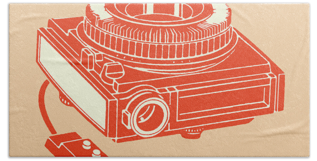 Announce Hand Towel featuring the drawing Slide Projector #6 by CSA Images