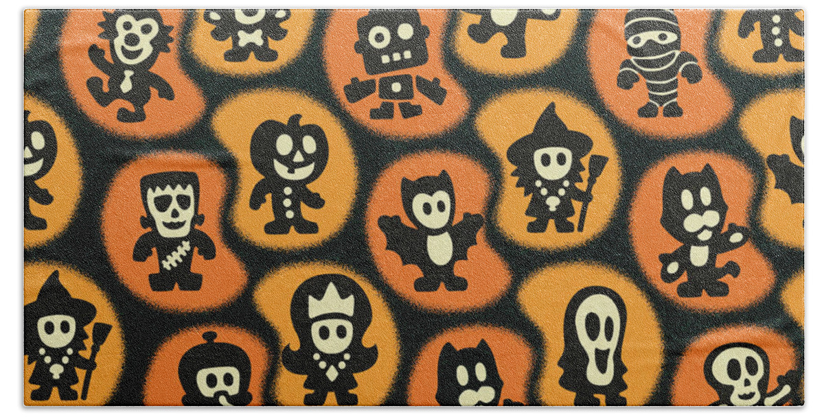 Background Hand Towel featuring the drawing Halloween Pattern #7 by CSA Images