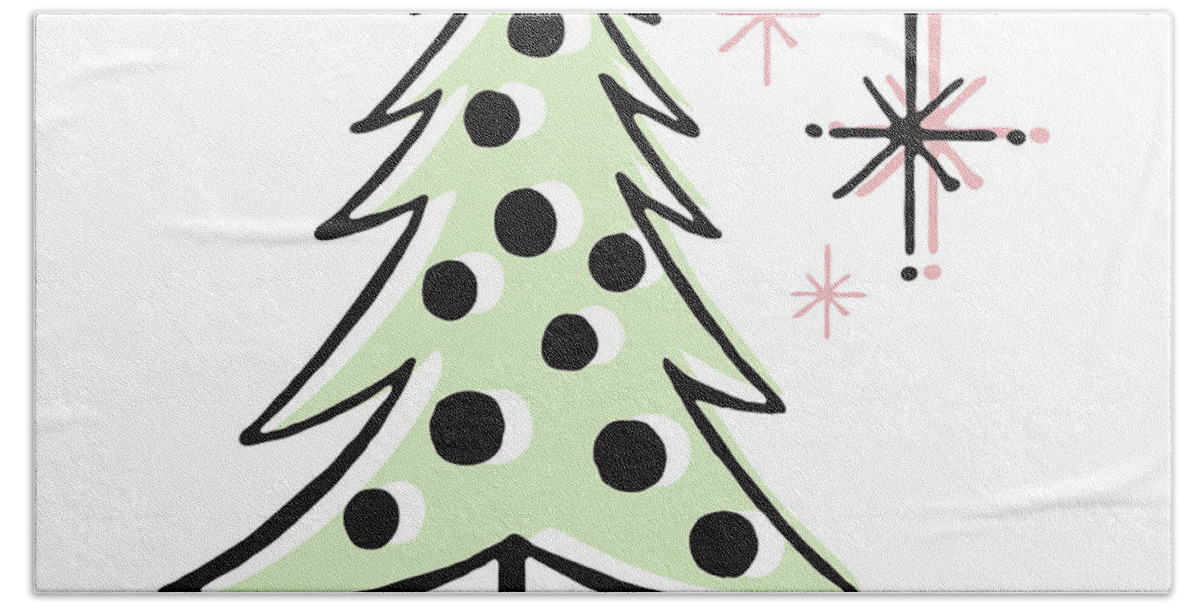 Campy Hand Towel featuring the drawing Christmas Tree #8 by CSA Images