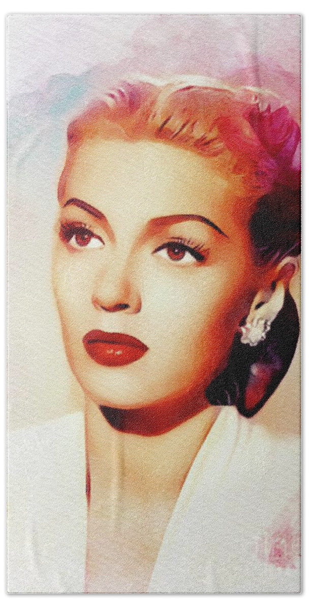 Lana Bath Towel featuring the painting Lana Turner, Vintage Movie Star #8 by Esoterica Art Agency
