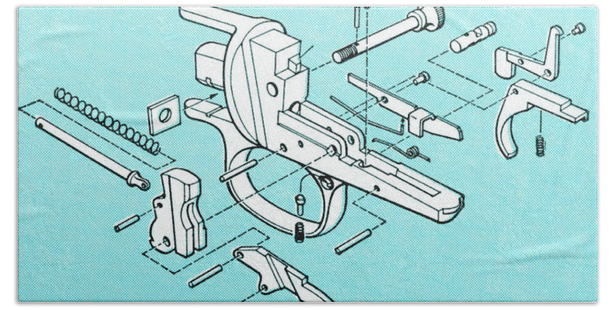 Assemble Hand Towel featuring the drawing Machinery #9 by CSA Images