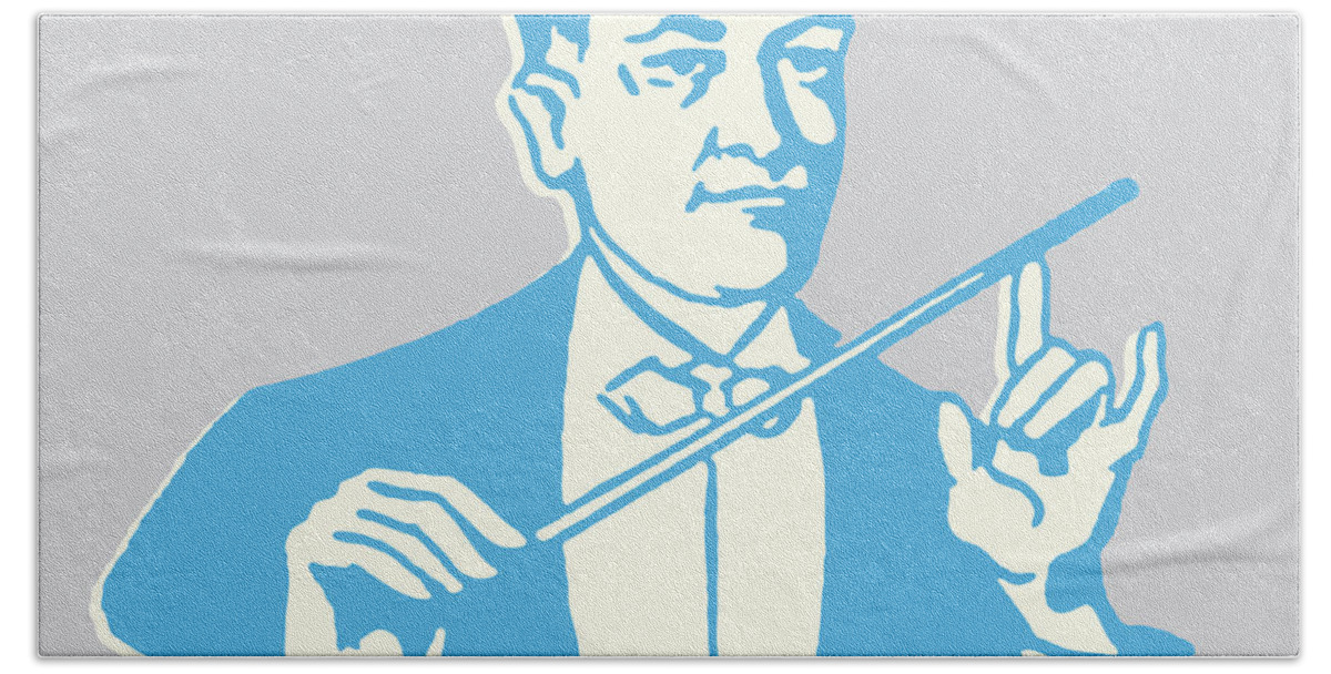 Baton Hand Towel featuring the drawing Male Orchestra Conductor #9 by CSA Images