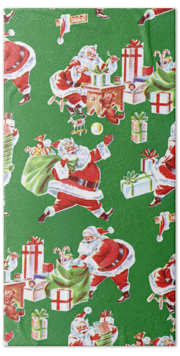 Background Hand Towel featuring the drawing Santa Claus Pattern #9 by CSA Images