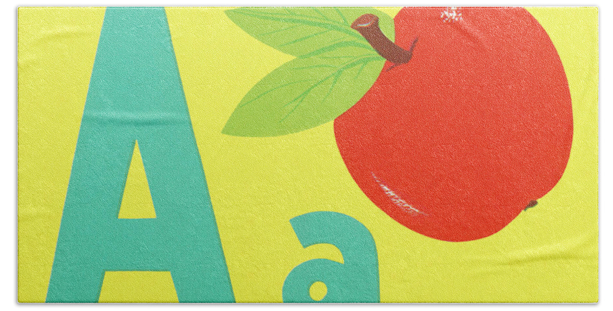 A Hand Towel featuring the drawing A as in Apple by CSA Images