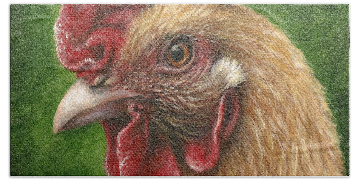 Chicken Bath Towel featuring the painting A Chicken for Terry by Kim Lockman