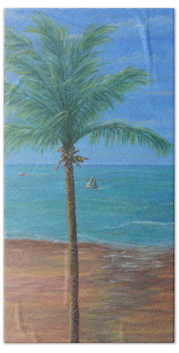 Emerald Bath Towel featuring the painting A Day in Paradise by Aicy Karbstein