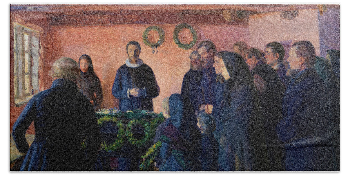 Funeral Hand Towel featuring the painting A Funeral - Digital Remastered Edition by Anna Ancher