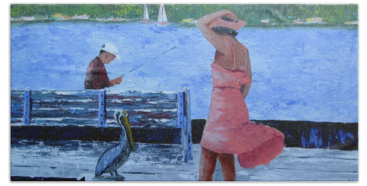Impressionism Bath Towel featuring the painting A Little Breeze by Gloria E Barreto-Rodriguez