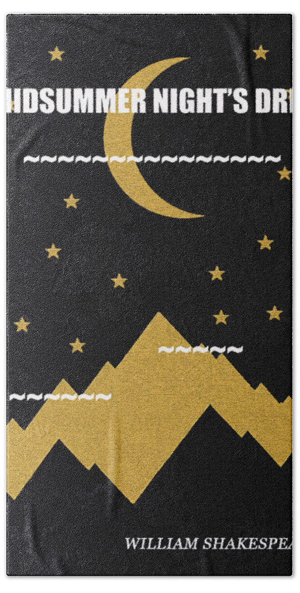 A Midsummers Nights Dream Bath Towel featuring the digital art A midsummer night's dream minimalsim book cover art by David Lee Thompson