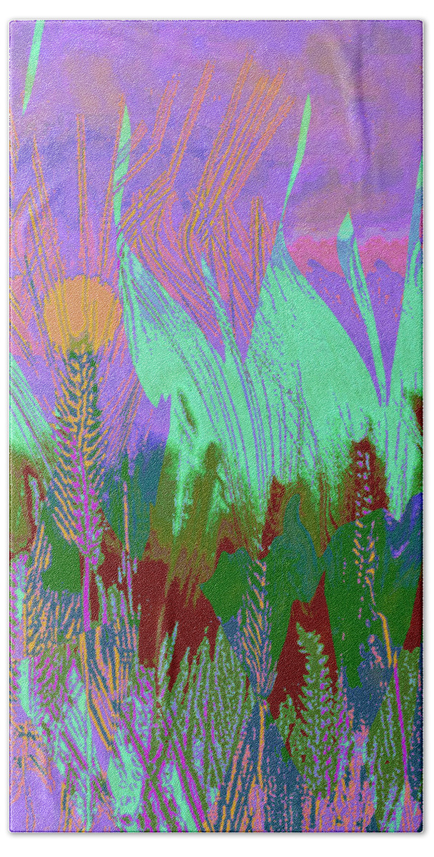Square Bath Towel featuring the mixed media A Nap in the Grassy Grass by Zsanan Studio