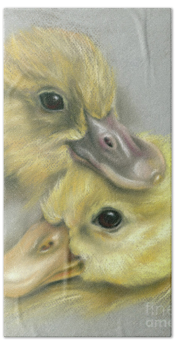 Bird Bath Towel featuring the painting A Pair of Friendly Ducklings by MM Anderson