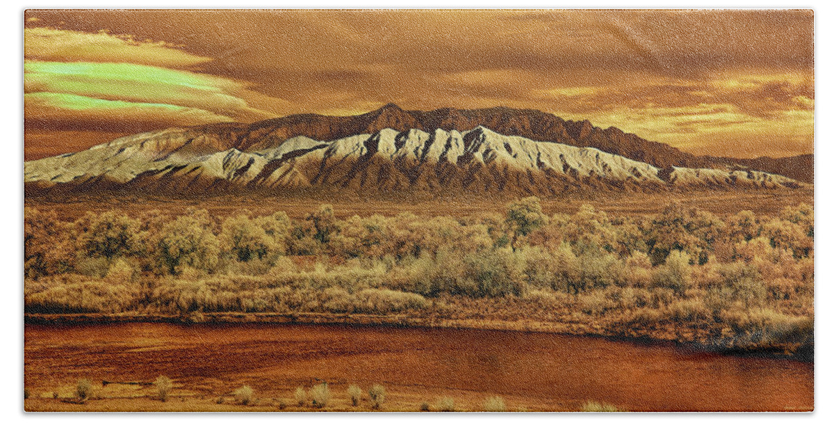 Infrared Bath Towel featuring the photograph A Sandia Sunset by Michael McKenney